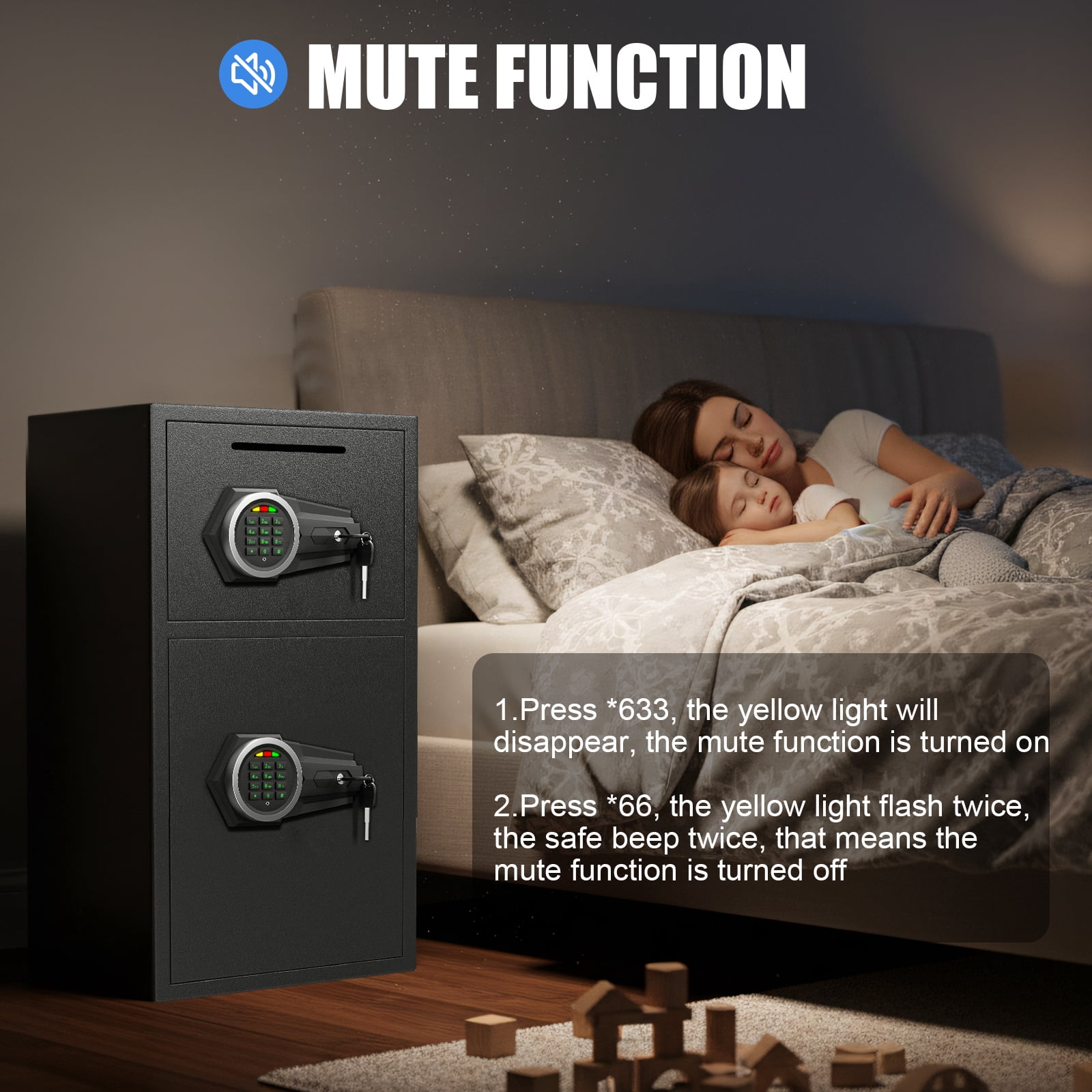 Riflewell Large Safe Box, Household Low-Carbon Steel Safe, Digital Keypad Home Safe With Deposit Slot, Personal File Safe, Dual Alarm And Silent Mode, Height 25.6"