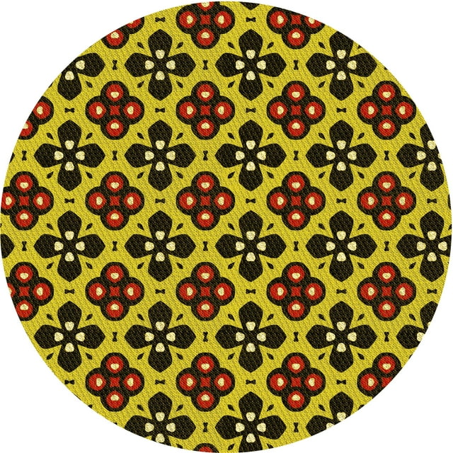 Ahgly Company Tapis Rond Lavable en Machine Intérieur Transitionnel Rouge Nuit, 3 Pieds Rond