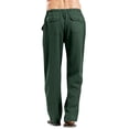 thumbnail image 5 of Men's Cotton Linen Pants Drawstring Lightweight Loose Beach Yoga Pants with Pockets Plus Size Pants Green 3XL, 5 of 5