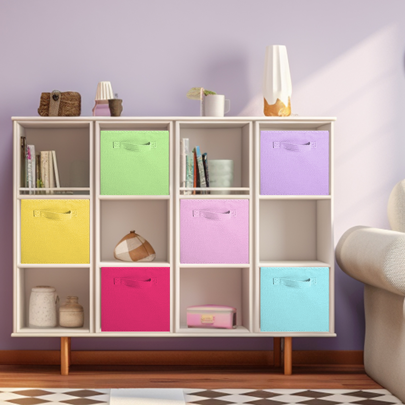 YOYTOO 6-Pack Foldable Cube Storage Bins, 11", Multicolor photo 6