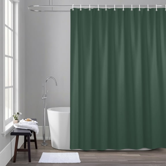 Forest Green 48x72 Inches Waterproof Shower Curtain, Deep Green Solid Color Background Minimalist Bath Curtain Set with 12 Hooks Washable Shower Curtains for Bathroom Bathtub Decor
