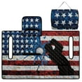 thumbnail image 3 of Xoenoiee Golf Paint Splatter American Flag Print Golf Cart Seat Covers, Golf Cart Seat Towel Blanket with 4 Front Pockets for Most Golf Carts Fits for EZGO, Club Car, Yamaha and More, Easy to Clean, 3 of 7