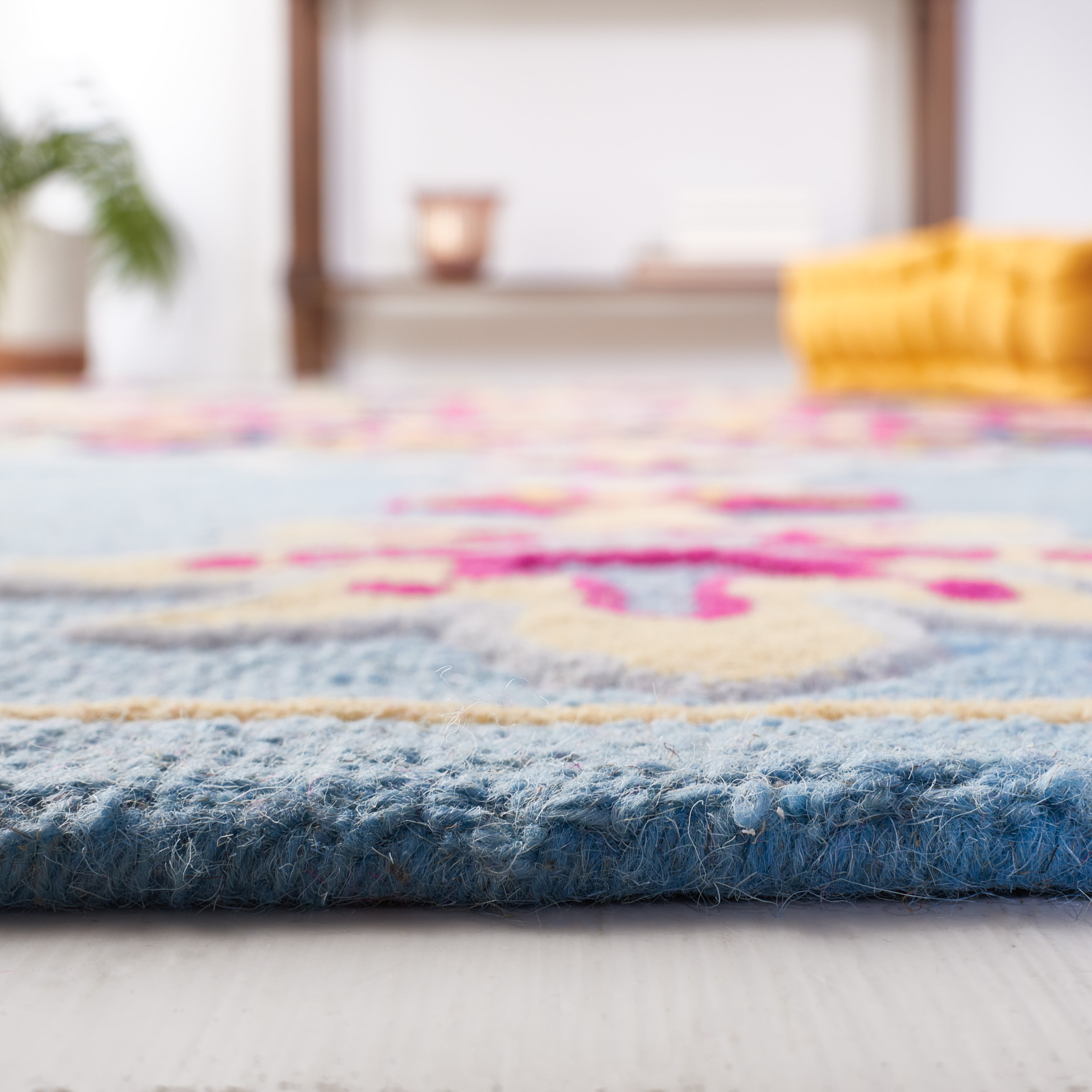 SAFAVIEH Bellagio Rio Floral Wool Area Rug, Light Blue/Multi, 8' x 10'