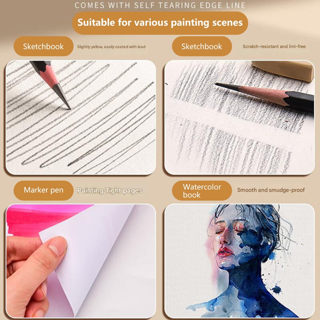 Art Drawing Pad Sketchbook Strong Binding High Density Paper Resists Bleed