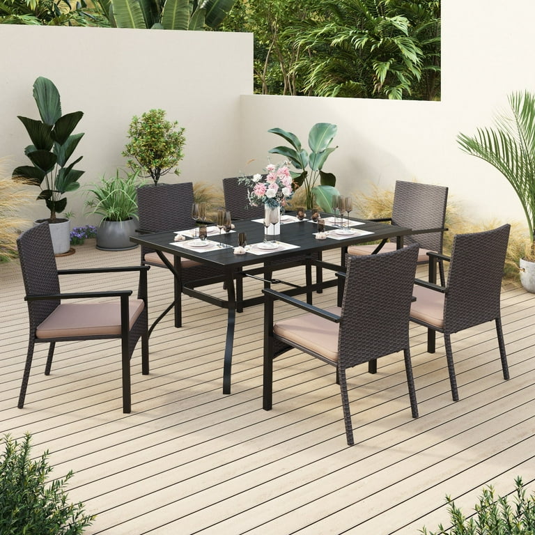 Sophia William 7 Pieces Wicker Outdoor Patio Dining Set