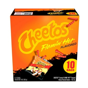 Cheetos Crunchy Cheese Flamin' Hot Flavored Snack Chips, 1 Ounce Bags, 10 Count
