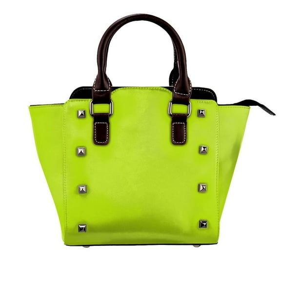 Bright Green Lime Neon Color Rivet Fashion One-Shoulder Women's Handbag Tote Bag