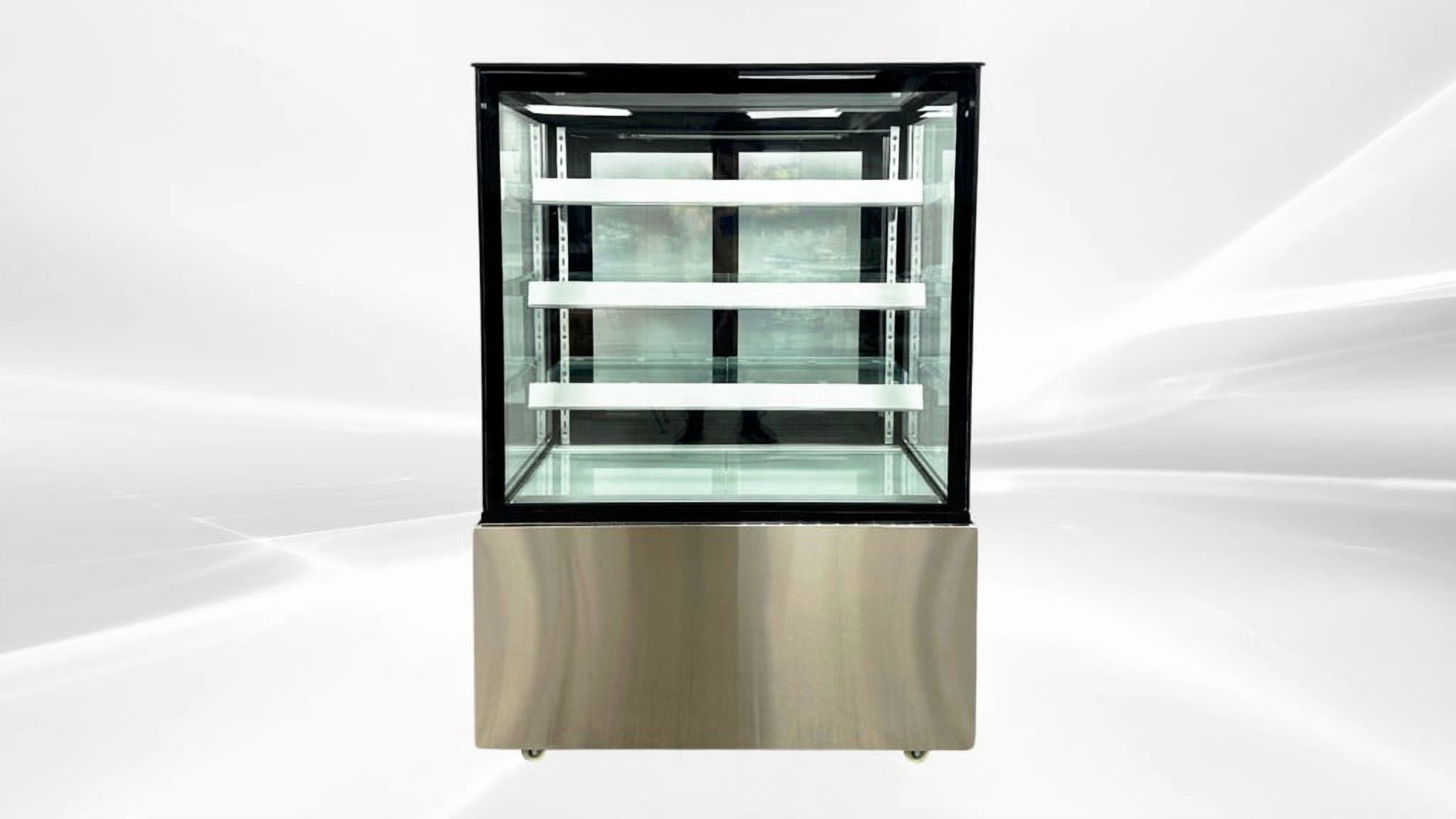 36" Commercial Refrigerated Bakery Display Case, Square Glass Cake Showcase Refrigerator, LED Lighting, ETL Certified