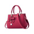 thumbnail image 1 of Bolso de mano para mujer con correa para el hombro, cremallera, informal, de gran capacidad, bolso de hombro tipo tote Rojo, 1 of 9
