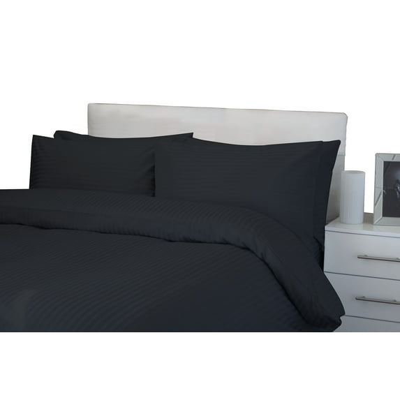 BedDecor 600 TC 100% Egyptian Cotton 3 Pcs Duvet Cover Stripe (Navy Blue,King/California king)