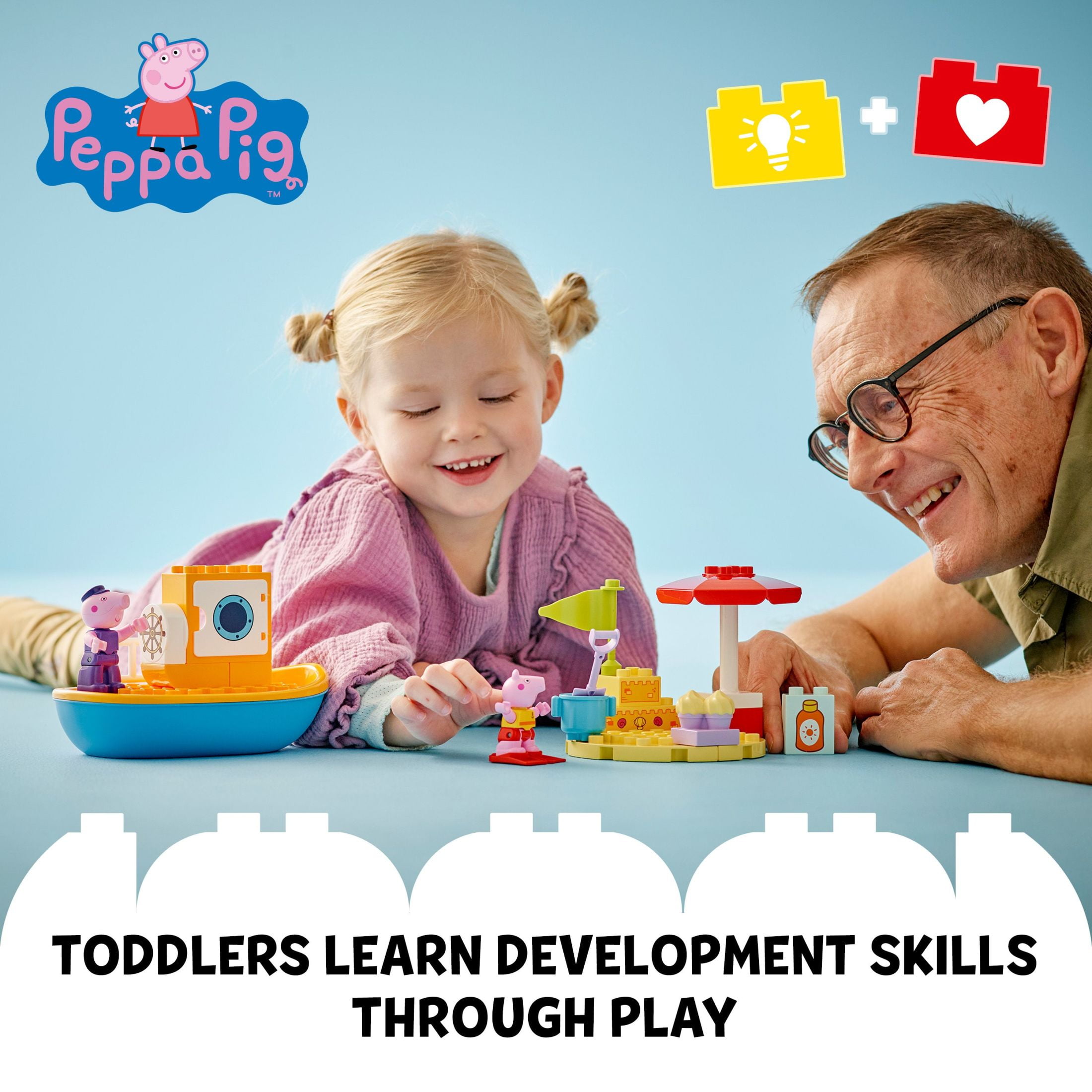 LEGO DUPLO Peppa Pig Boat Trip Bath Toy, Learning Set for Preschool Kids with 2 Peppa Pig Figures, Water Toy Gift Idea for Toddlers, 10432
