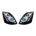 thumbnail image 2 of Kozak Headlight Set Compatible with Volvo VNL 2004-2017 - Left & Right with H7 LED Bulbs, Chrome Trim, Wipers, Vest, 2 of 12