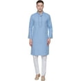 thumbnail image 1 of Maple Clothing Cotton Men's Embroidered Kurta Set Indian Apparel (Sky Blue, XL), 1 of 5