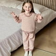 thumbnail image 4 of Girls Fleece Pants Sets Fuzzy 2 Piece Outfits Long Sleeve Pullover Striped Oversized Sweatshirt Set Sweatsuit (1-2 Years, Pink), 4 of 6