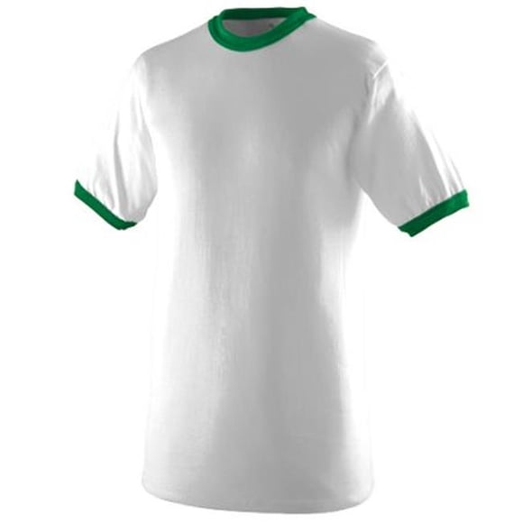 710A Ringer T-Shirt, White and Kelly, Medium