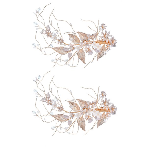 Minnieouse 2 piezas de accesorios nupciales para el cabello de boda, decoración de joyería, hermoso adorno de vestido, pinza para el cabello, accesorio de Accesorio para el cabello Dorado Largo Minnieouse AP012058-01