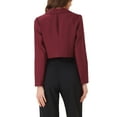 thumbnail image 3 of Allegra K Women's Long Sleeve Open Front Notched Lapel Business Cropped Blazer Jackets XS Dark Red, 3 of 5