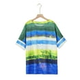 thumbnail image 6 of Gomelly Women Tops Short Sleeve Tee Loose T Shirt Ladies Round Collar Work Pullover Stripe Tunic Blouse Blue 3XL, 6 of 8