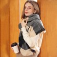 thumbnail image 3 of Bufanda cálida tipo manta para mujer, bufanda para el cuello, bufanda de invierno, chal de tartán con borlas de gran tamaño, pashmina a cuadros acogedora, 3 of 5