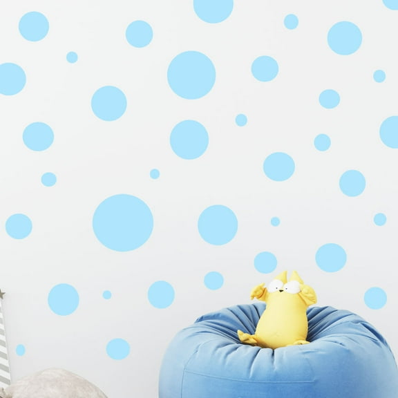 Light Blue Wall Dots-(63) Polka Dot Wall Sticker, Kids Wall Decor