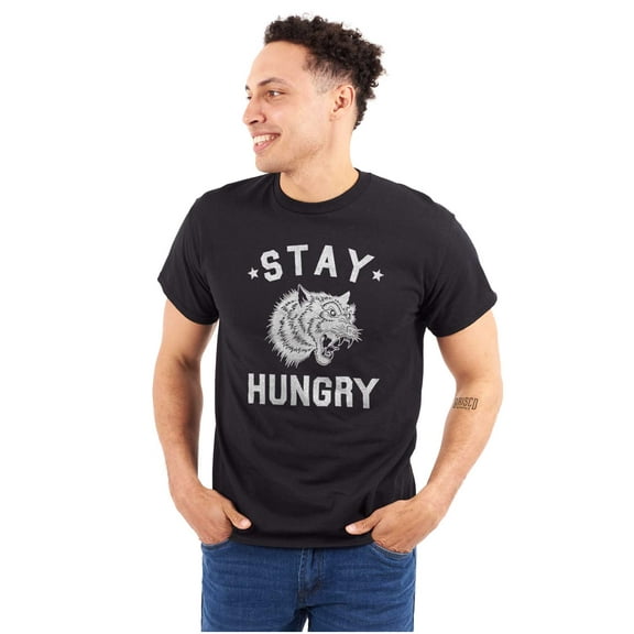 Stay Hungry Foodie Tiger Wolf Workout Plus Size Crewneck Graphic Tee Shirt Brisco Brands 2X