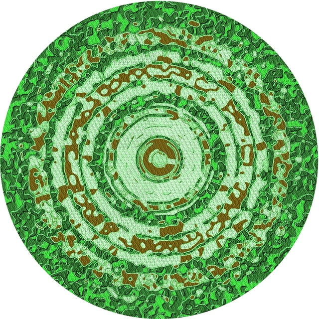 Ahgly Tapis Rond Lavable en Machine Intérieur Transitionnel Vert, 7 Pieds Rond