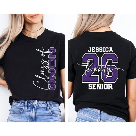 Personalized Senior 2026 Shirt, Class Of 26 Shirt,Graduation 2026 Shirt, Custom Name Graduation Gift,Senior Gift Graduation,Graduation Party Black