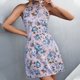 thumbnail image 5 of Moda mujer verano cuello halter impresión casual sin mangas cordón vestido falda Pompotops  qwe13388, 5 of 7
