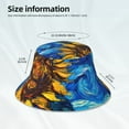 thumbnail image 4 of Daiia Sunflower Starry Night Vibes Pattern Bucket Hat - Trendy Cotton Sun Hat for Beach, Golf, Fishing - Fun Outdoor Vacation Boonie for Men and Women, 4 of 9