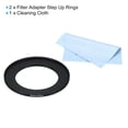 thumbnail image 3 of Uxcell 55mm-77mm Step Up Ring with Cleaning Cloth, 2 Pack Camera Lens Filter Adapter Ring, Black, 3 of 6