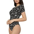 thumbnail image 2 of Balery Women'Sanchor Crew Neck Round Neck Short Sleeves Slim Fit Casual Basic Extender Bodysuit Daily Jumpsuit T Shirts-X-Large, 2 of 9