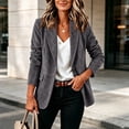 thumbnail image 6 of IUYRTFE Women's Suede Look Blazer Lapel Collar Button Front Lined Jacket with Padded Shoulders, 6 of 9