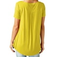 thumbnail image 3 of Liher Women Tee Shirts Summer Tops V Neck Short Sleeve Blouse Lounge Baggy Yellow T-shirt Clothes Size S, 3 of 3