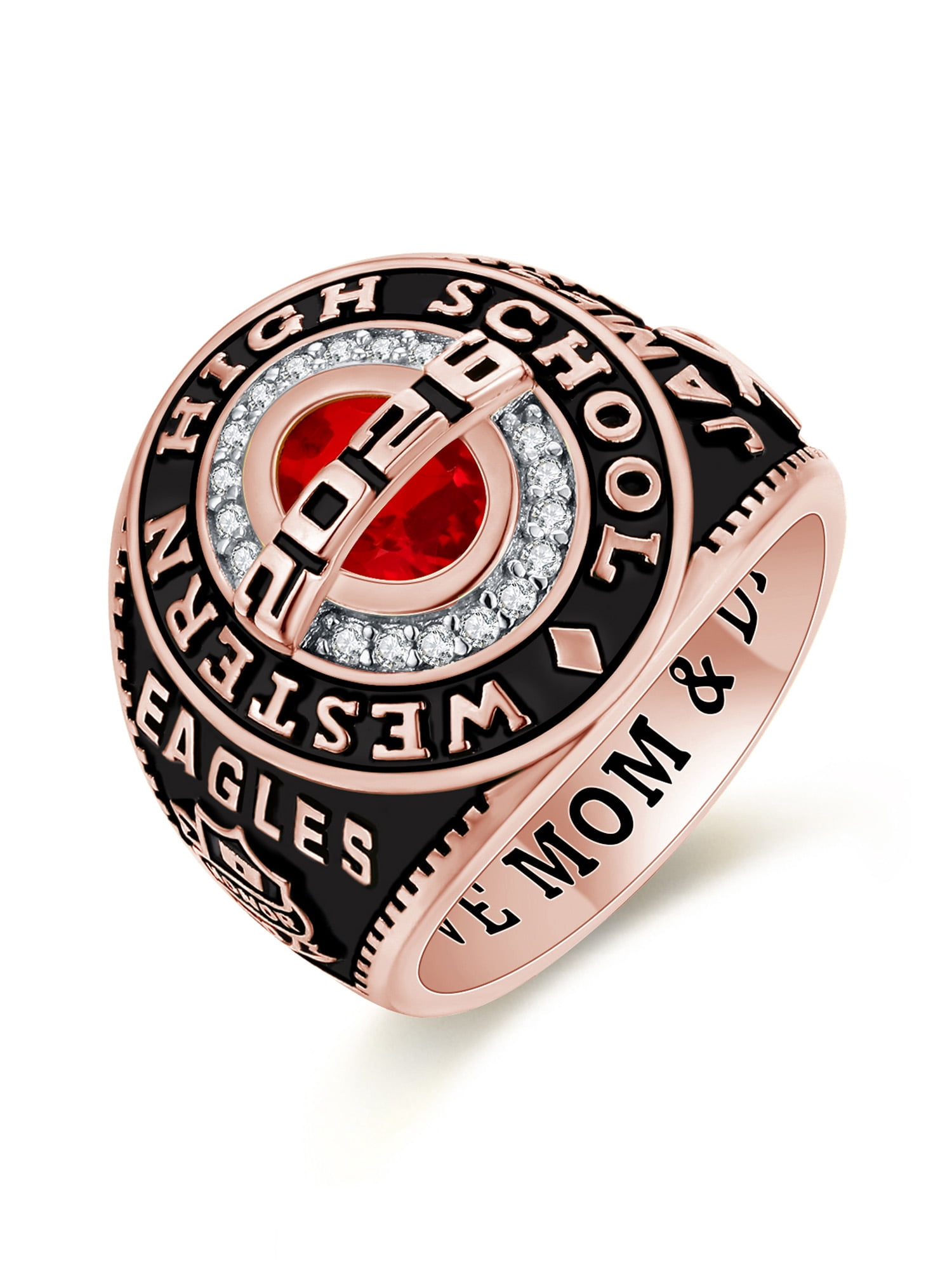 Mementos Sterling Silver or 10KT Gold Customized Men Class Ring for High School College University