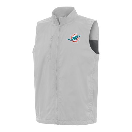 Men s Antigua Gray Miami Dolphins Brisk Full-Zip Vest