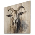 thumbnail image 2 of Designart "Grazing Goats with Grace II" Animals Print on Natural Pine Wood, 2 of 5
