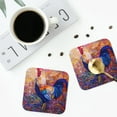 thumbnail image 5 of Pofeuu Rooster Oil Painting Print Leather Coasters Set of 6, Round Cups Mugs Mat Pad for Home Kitchen Heat Resistant Drink Coasters,Square, 5 of 7