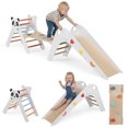 thumbnail image 1 of Gymax Panda-Themed Wood Montessori Climbing Set w/Slide Ramp Ladder & Cartoon Blocks White, 1 of 10