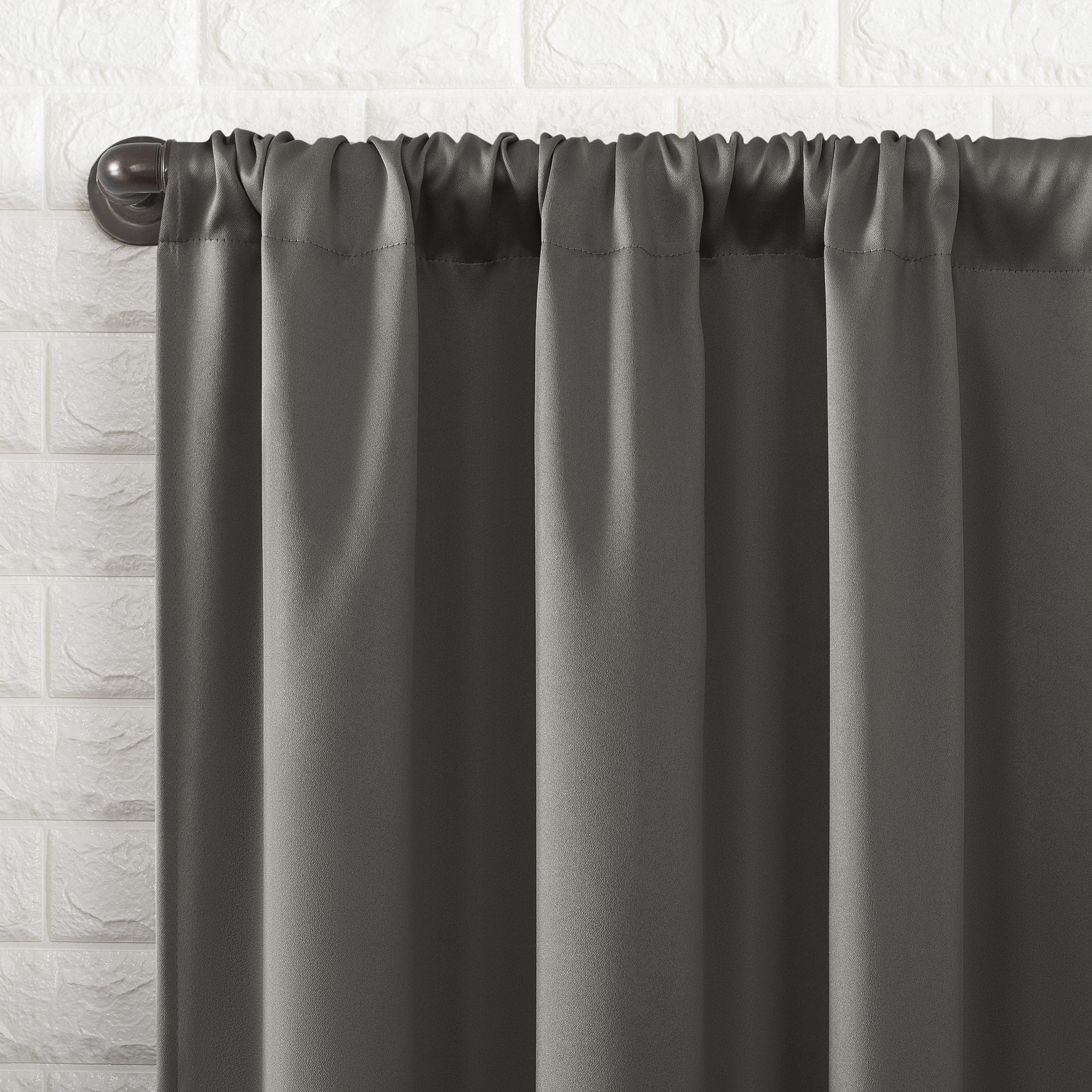 Sun Zero Bergen Theater Grade Extreme 100% Blackout Rod Pocket Curtain Panel, 40"X63", Grey