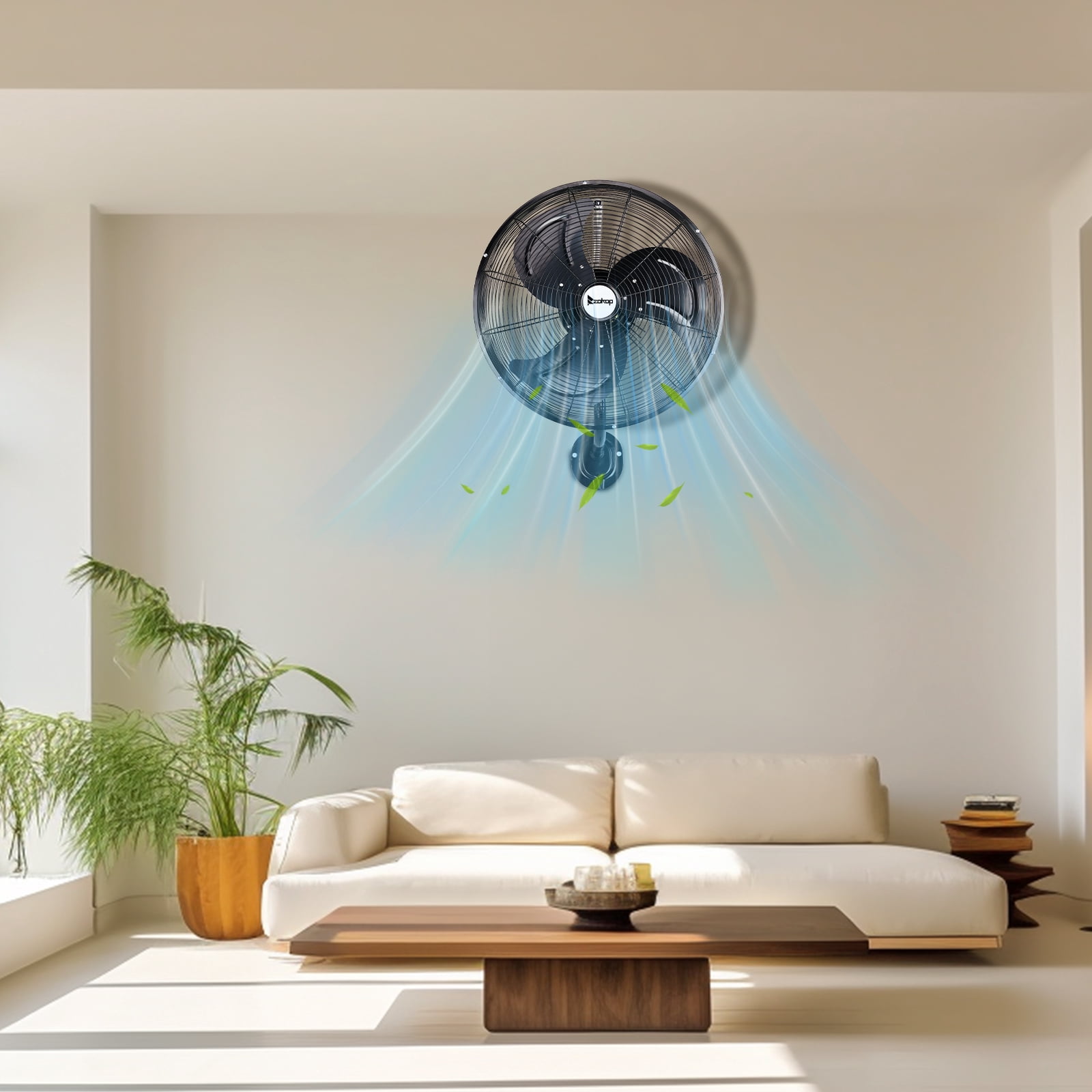 18in High Velocity Wall Mount Fan Oscillating, Industrial Fan with 3 Speed Ventilation,4592CFM Indoor Wall Fan,70 Degree Horizontal Oscillation,Heavy Duty Metal Fan for Commercial,Garage,Work