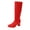 Red, variant on EYWGYA Women's Knee-High Boots,Women High Heel Boots,Fashion Casual Winter Solid Color Round Toe Thick Heel Slim Breathable Elastic Skinny Boots High Heel Mid-Calf Boots