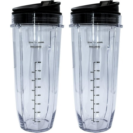 

HetayC 32 Ounce Cup with Sip N Seal Lids - Replacement Jar Compaible with Nutri Auto- 1000W and Duo Blenders - Premium Blender Cups Replacement (2 Pack)
