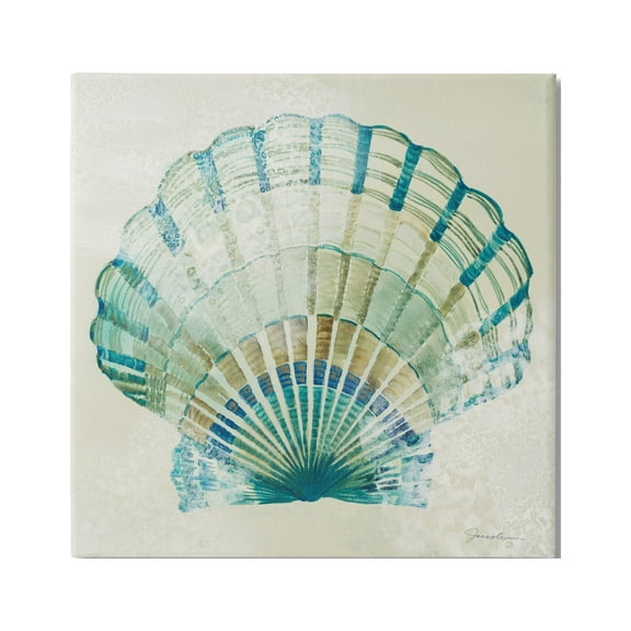 Stupell Industries Muted Blue Clam Shell Animals & Insects Painting Gallery Wrapped Canvas Print Wall Art, 17 x 17