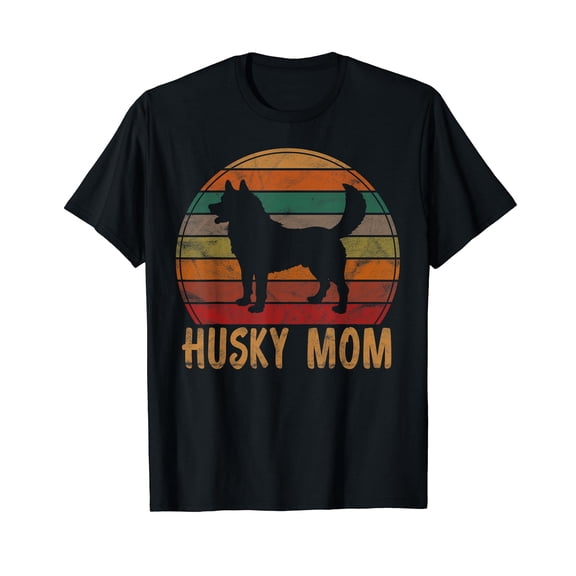 Retro Husky Mom Gift Dog Mother Pet Siberian Huskies Mama T-Shirt