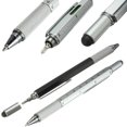 thumbnail image 1 of Bolígrafo de regalo para hombre, 4 piezas, 6 en 1, multiherramienta tecnológica, destornillador, regla, nivel, bolígrafo y recambios (plateado)., 1 of 5