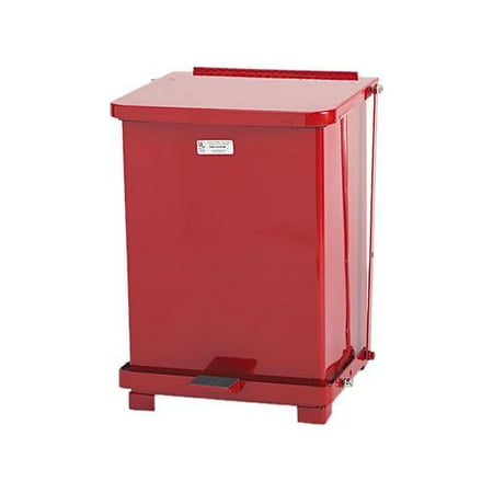 Rubbermaid Commercial ST7E Defenders Biohazard Square Step-On Container Steel 7 gal Red - ST7ERDPL