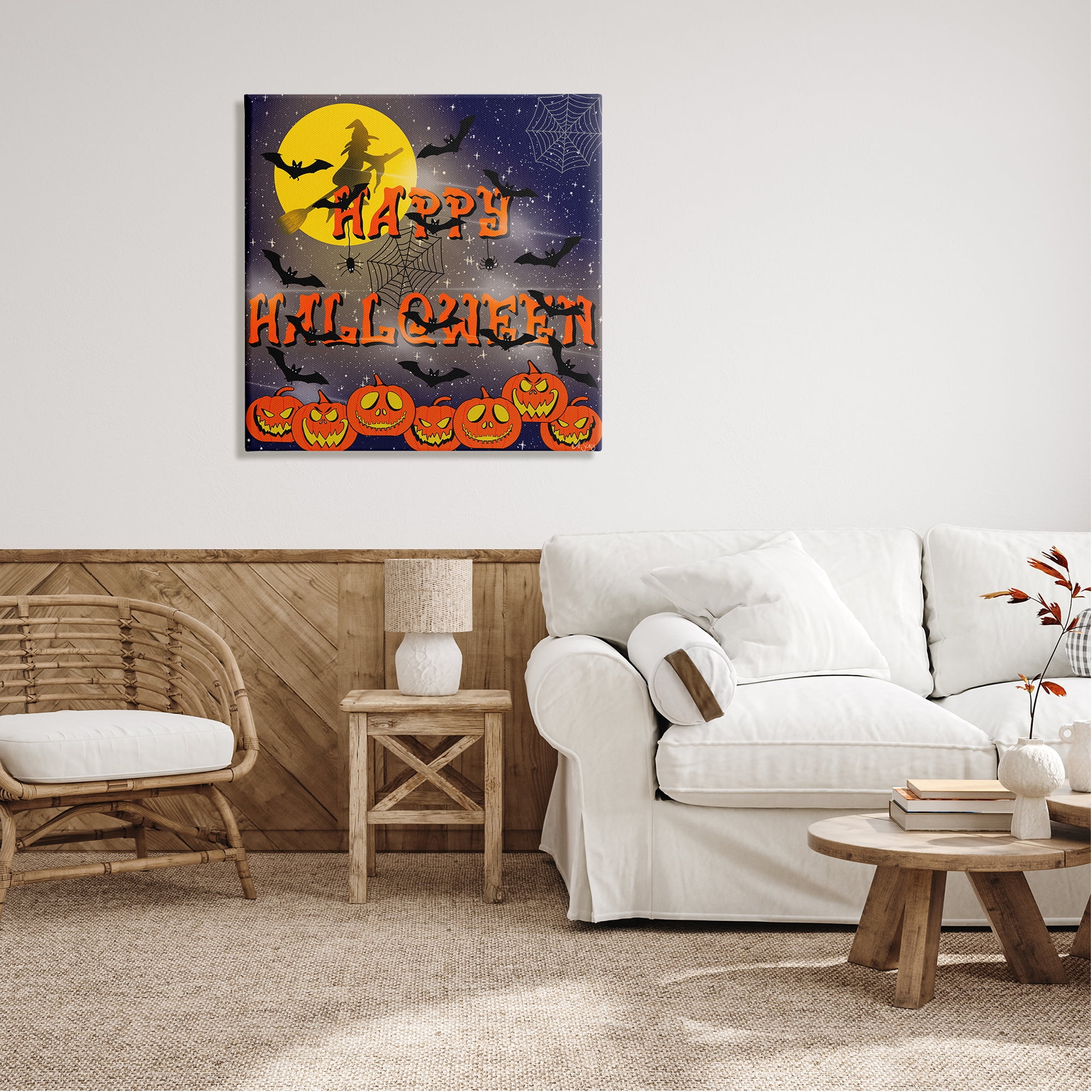 Stupell Industries Halloween Witch Scene Holiday Painting Gallery Wrapped Canvas Print Wall Art, 30 x 30