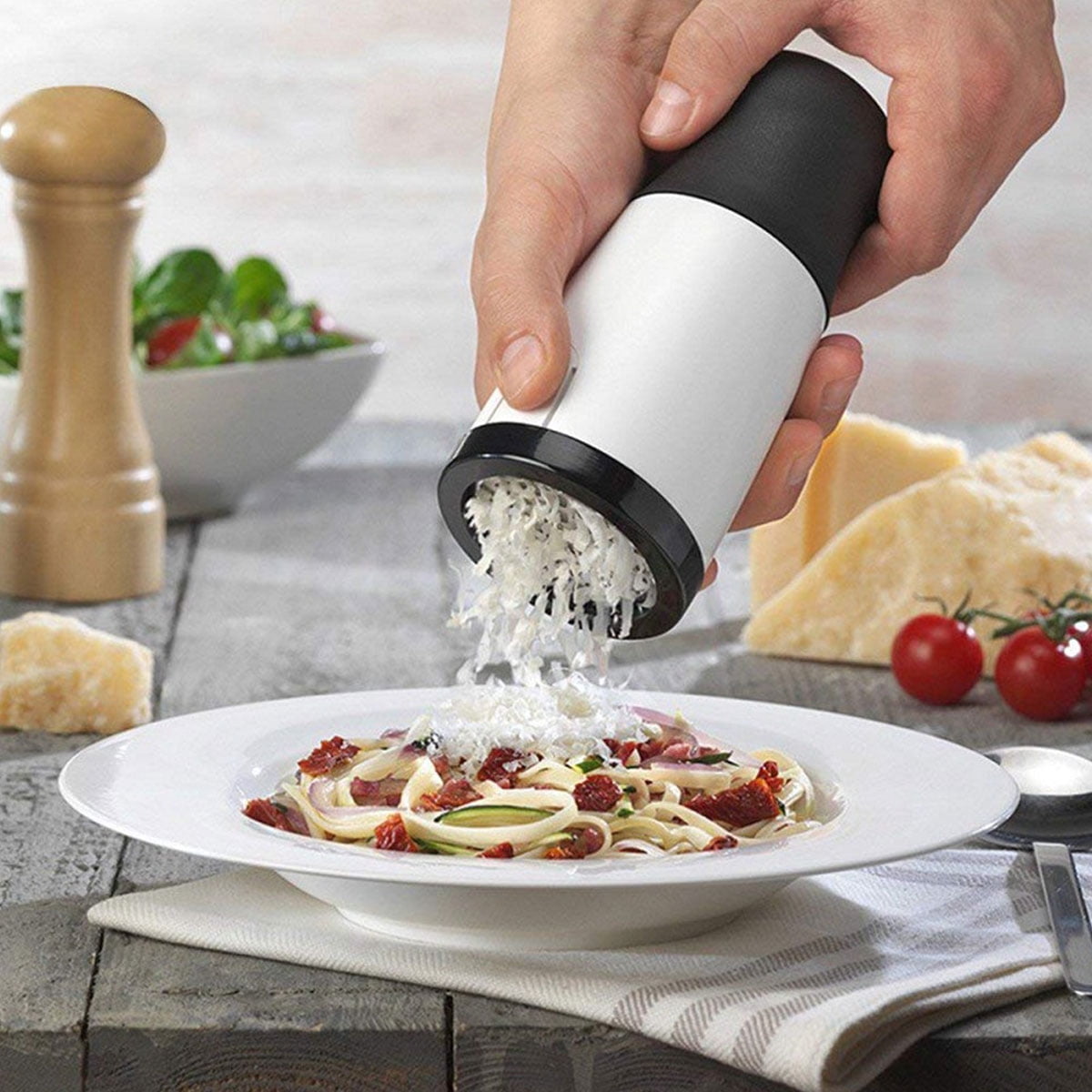 Cheese Mill Grater，Rotary Cheese Grinder Hand held Tools Heavy Duty Cheese  Cutter for Table Meals Armrest Food Drum Grater Knife Butter Slicer Cube