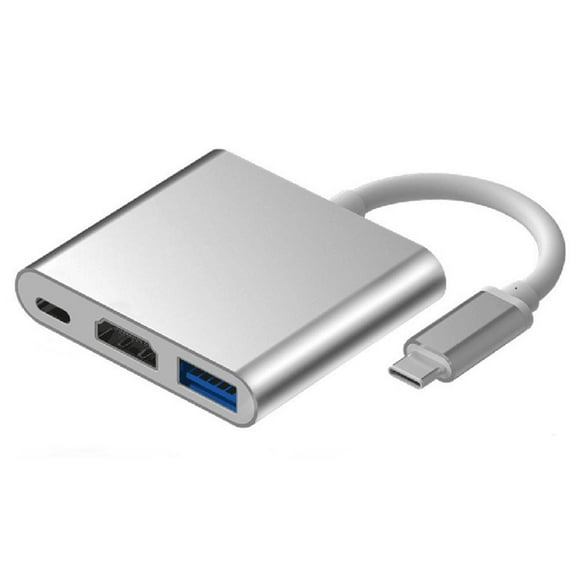 USB Type C to HDMI 4K Adapter 3-in-1 Multiport Hub with USB 3.0 and Charging Port for MacBook Chromebook and Laptop