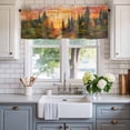thumbnail image 2 of Forest Sunset Farmhouse Short Window Curtain Valances, Farmhouse Orange Sky Nature Scenery Rod Pocket Kitchen Valances for Living Room Bedroom Bathroom Cafe 60" x 18", 2 of 8